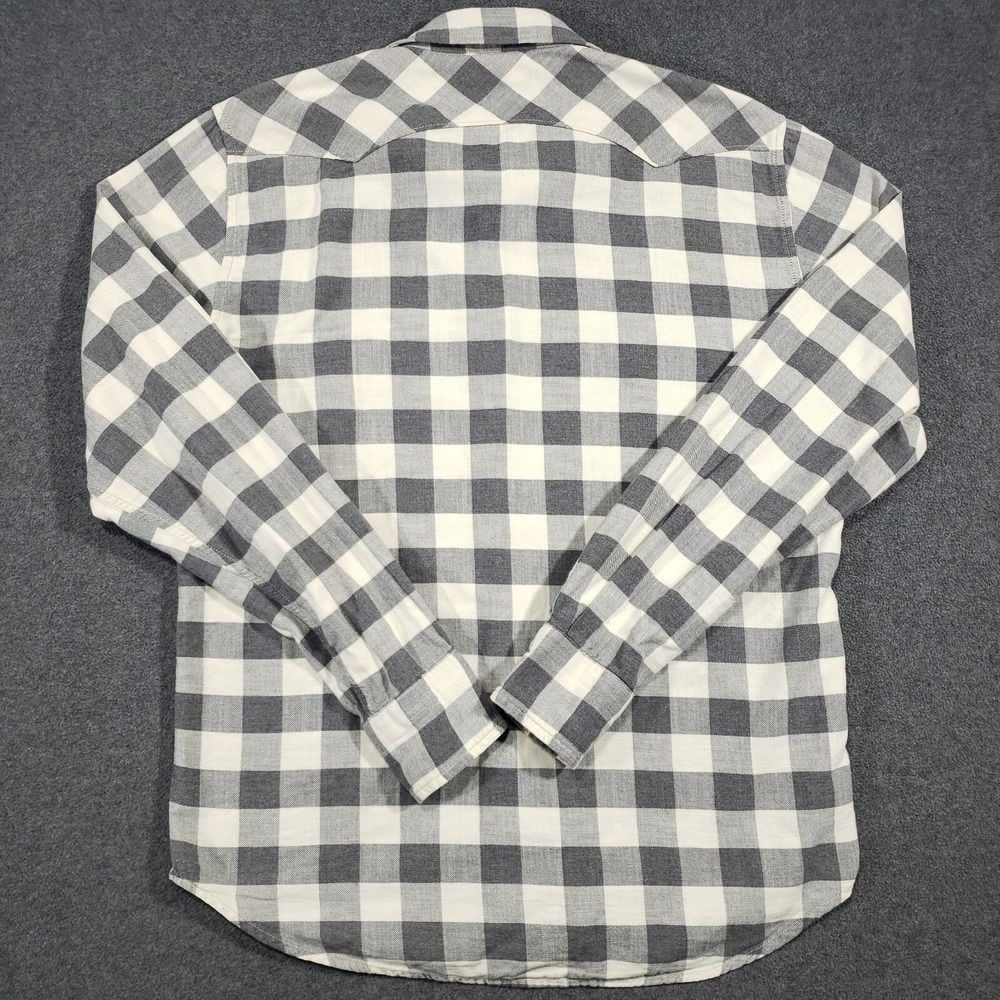 Lucky Brand Pearl Snap Shirt Mens Small Gray Plaid Western Twill Long Sleeve - Picture 4 of 8